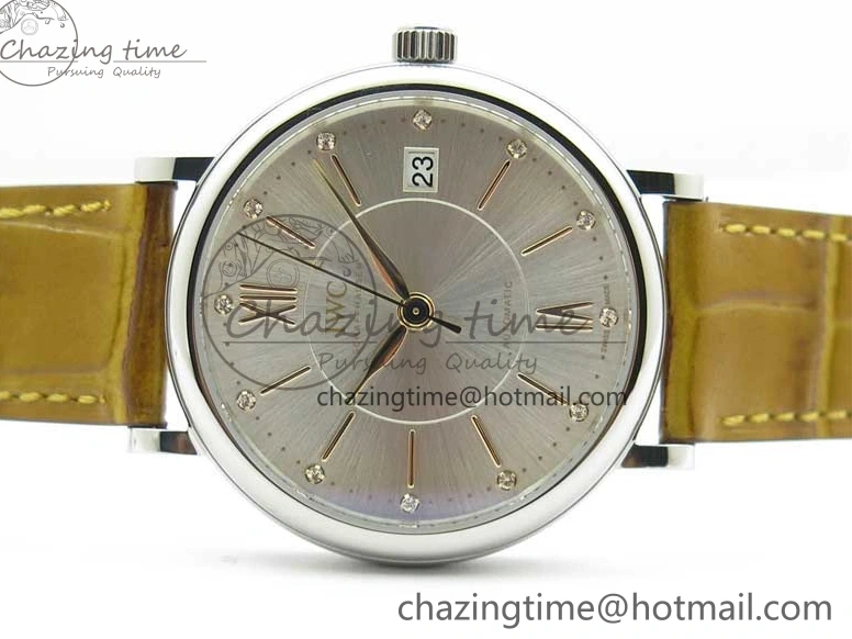 MIROTIME 0127 Durable Portofino 37mm SS V7F 1:1 Best Edition White Dial on Light Brown Leather Strap A 7092